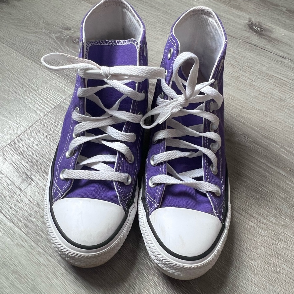 Converse  Purple High-Top Canvas Sneakers with White Laces